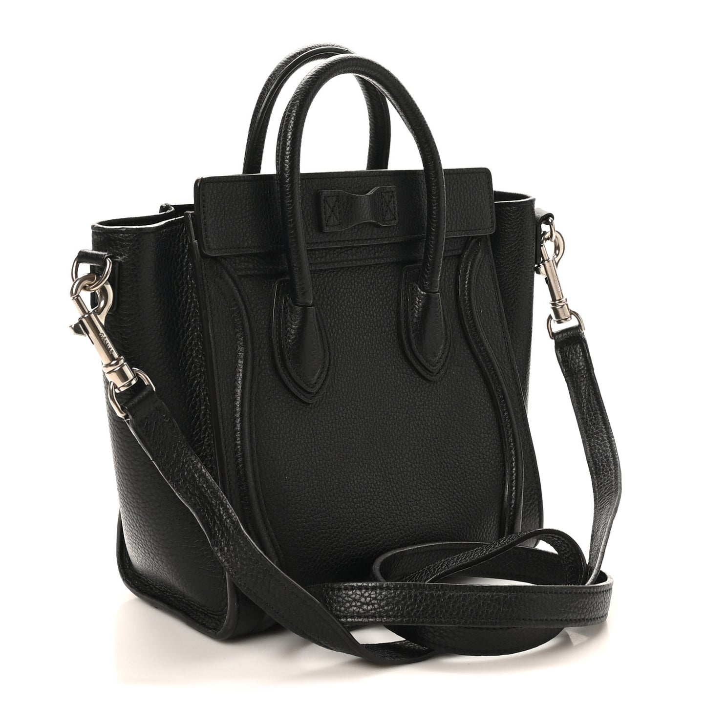 Drummed Calfskin Nano Luggage Black