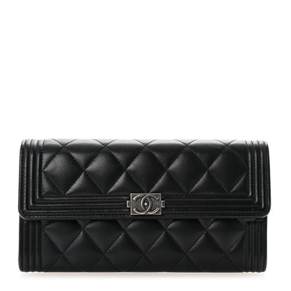 Chanel Caviar Quilted Large Boy Gusset Flap Wallet Black 1 of 8