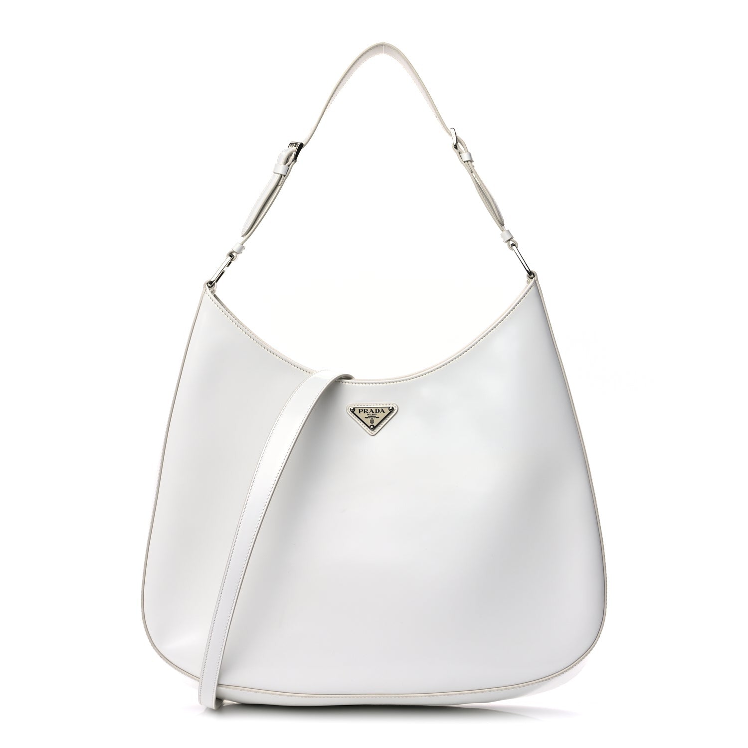 Prada Spazzolato Maxi Cleo Adjustable Strap Shoulder Bag White 1 of 7