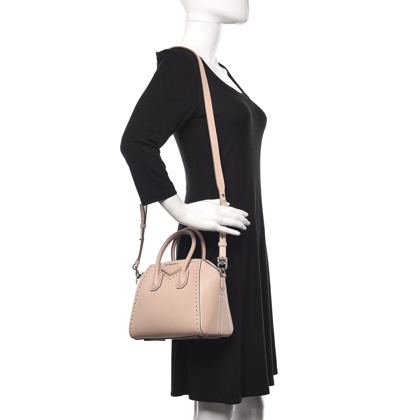 Calfskin Mini Studded Antigona Nude Pink