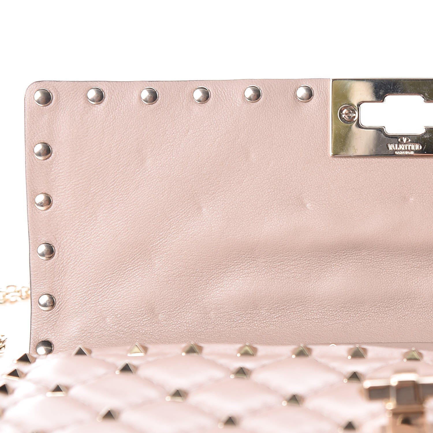 Valentino Garavani Lambskin Rockstud Spike Wallet on Chain Poudre 10 of 11