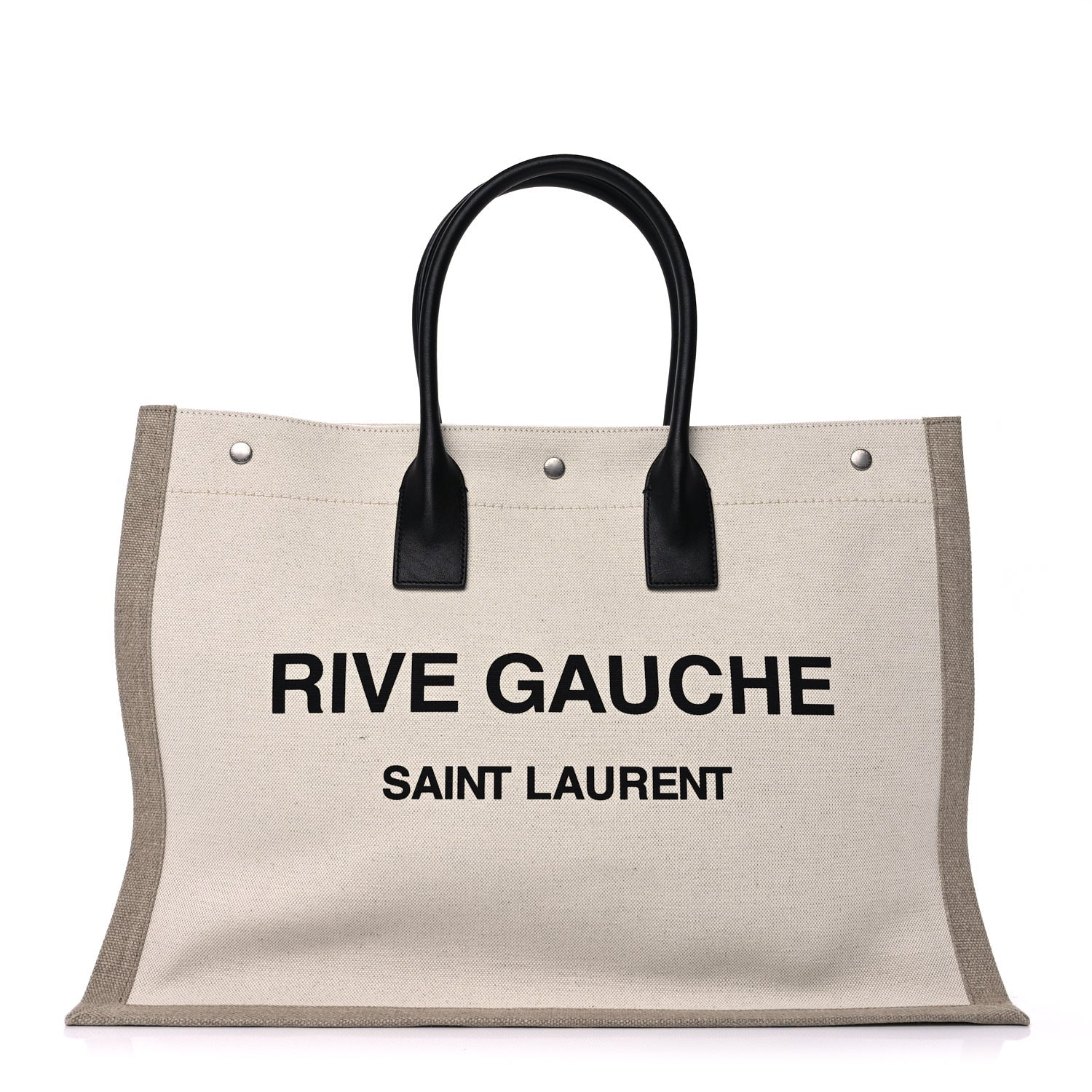 Saint Laurent Linen Calfskin Small Rive Gauche Tote  Greggio Natural 1 of 8
