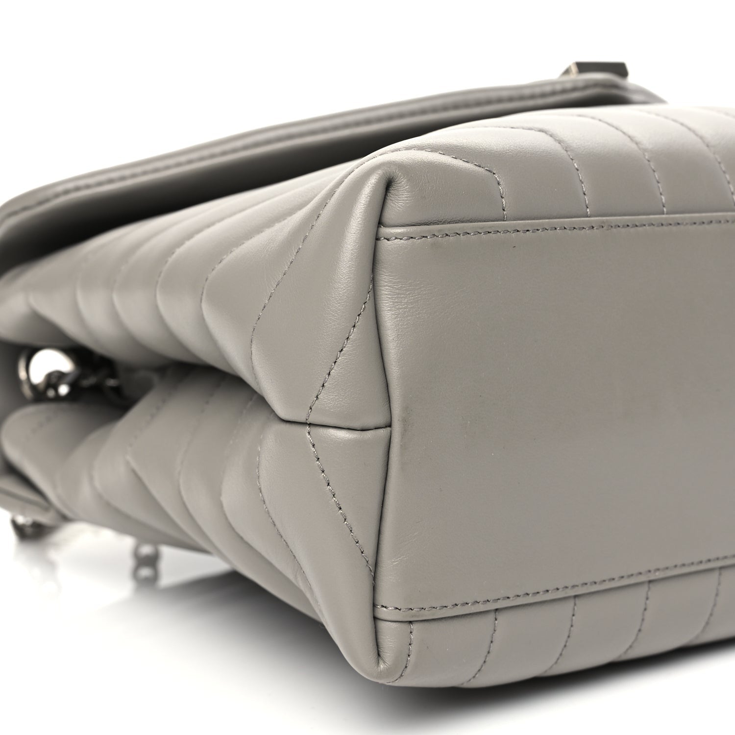 Saint Laurent Calfskin Y Quilted Monogram Medium Loulou Chain Satchel Light Grey 8 of 9
