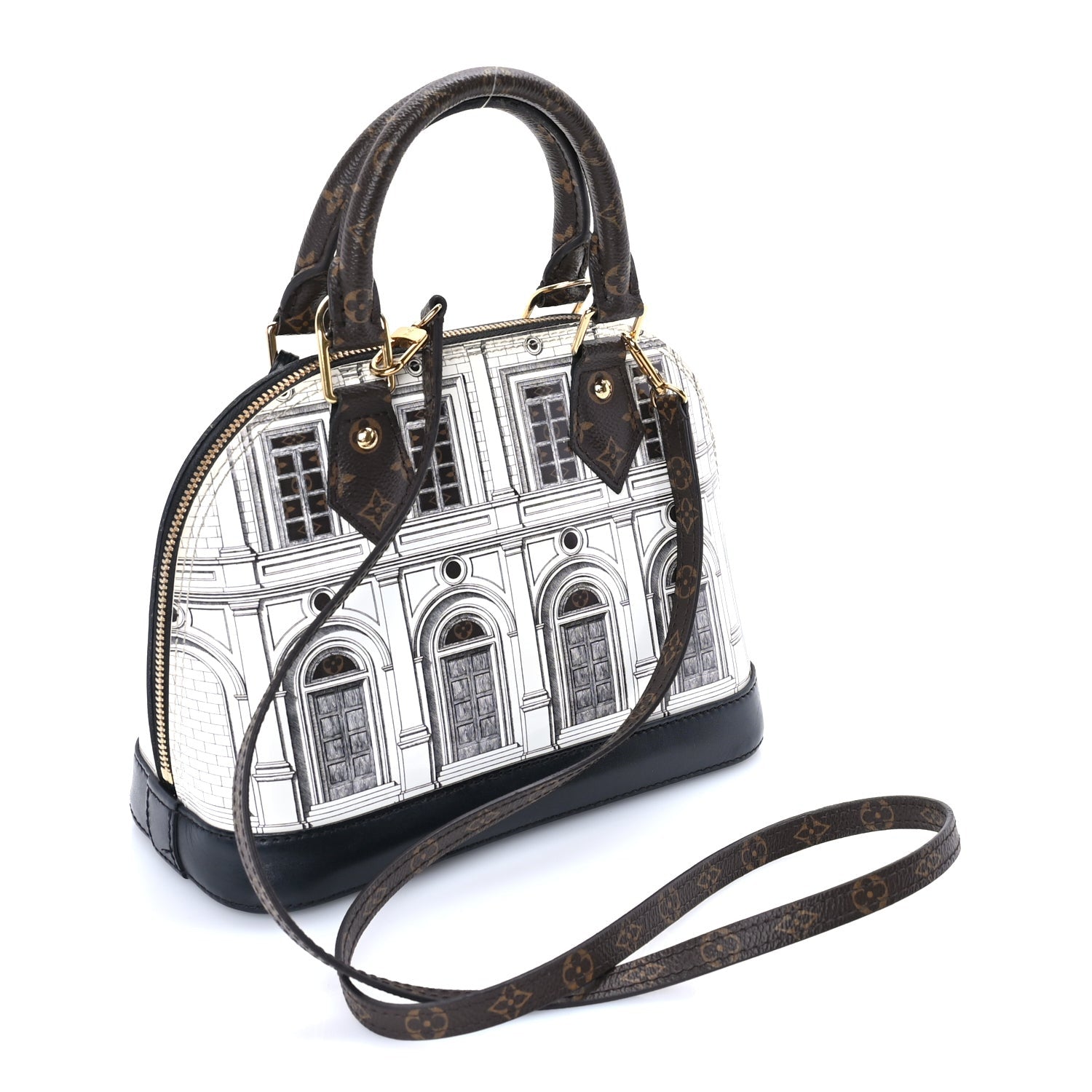 Louis Vuitton X FORNASETTI Calfskin Architettura Alma BB Black White 2 of 7
