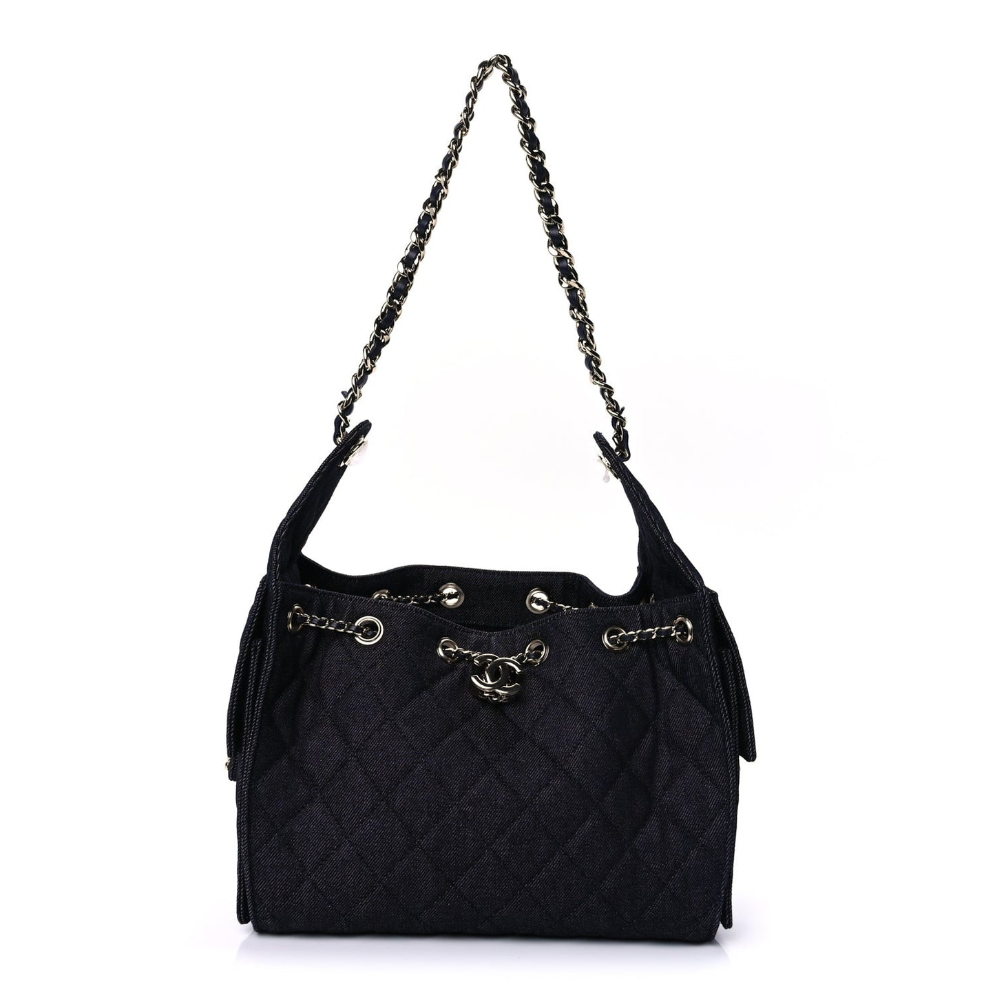 Denim Quilted Small  25 Handbag Dark Blue