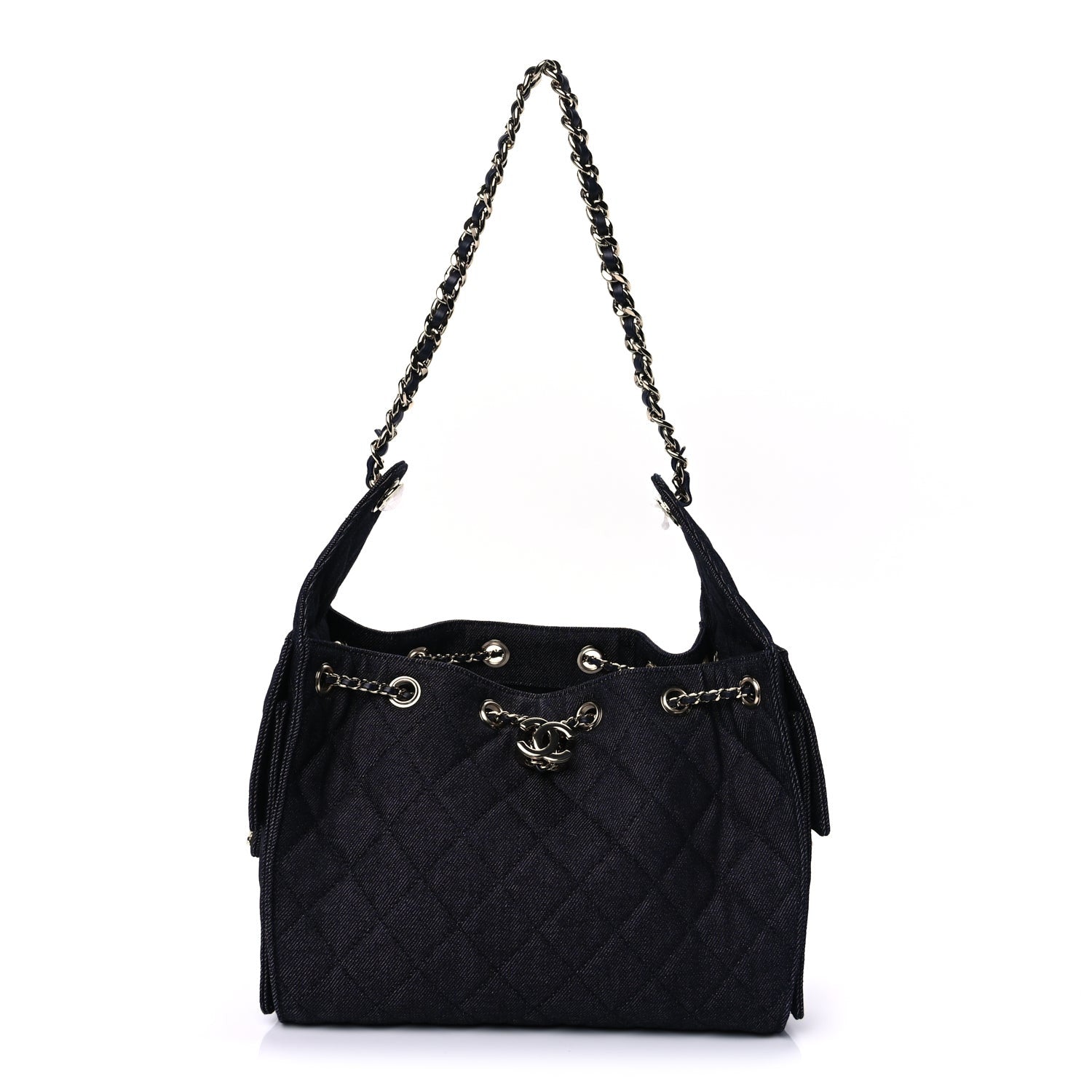 Chanel Denim Quilted Small  25 Handbag Dark Blue 1 of 8