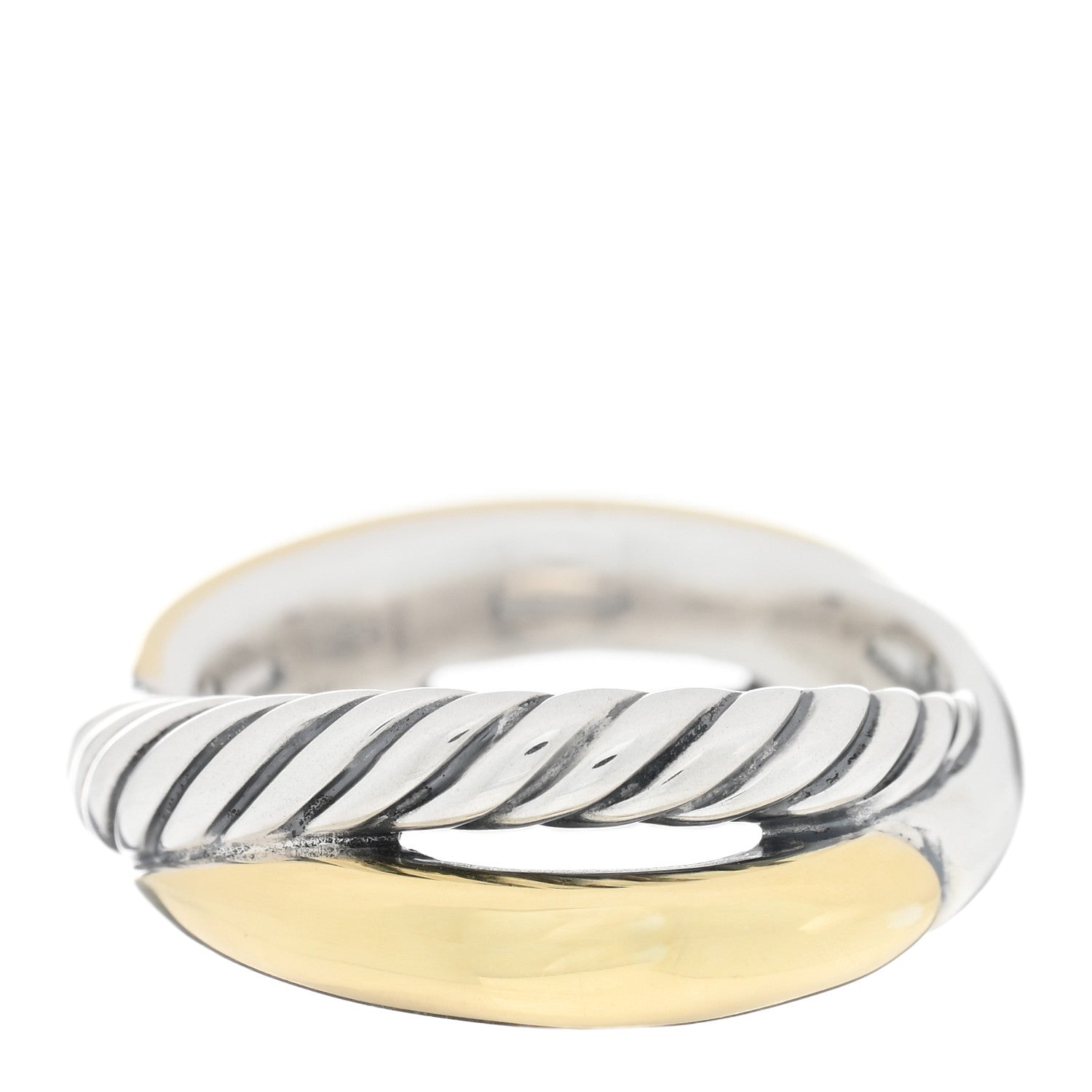 David Yurman Sterling Silver 18K Yellow Gold Crossover Ring 54 7 1 of 4