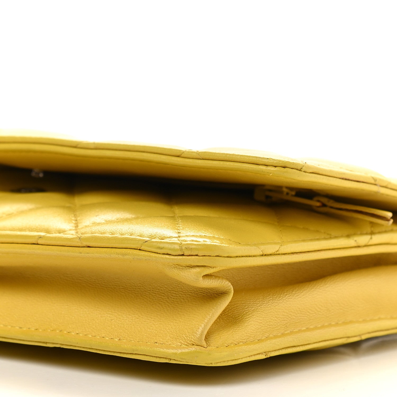 Chanel Lambskin Quilted Wallet on Chain WOC Yellow 6 of 11