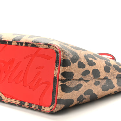 Christian Louboutin Calfskin Leopard Print Spikes East West Cabata Tote Brown 10 of 10