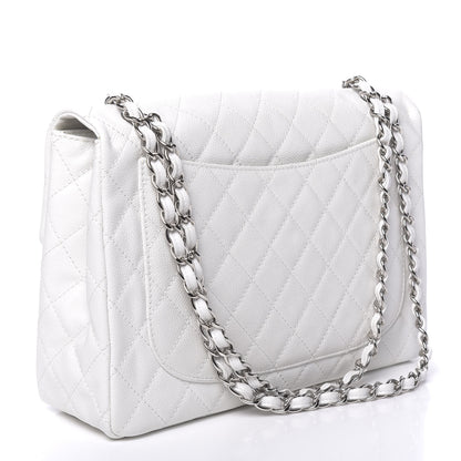 Chanel Caviar Quilted Maxi Single Flap White 3 of 14