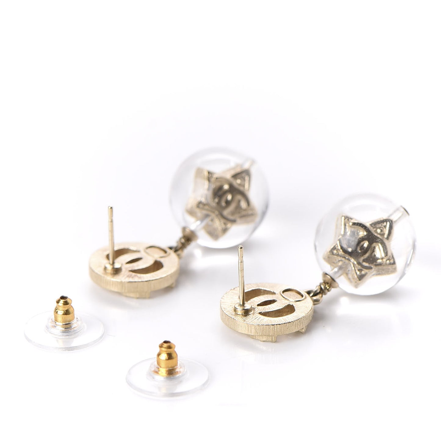 Resin Crystal CC Star Earrings Gold