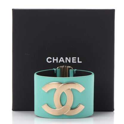 Chanel Calfskin CC Wide Cuff Light Green 6 of 6