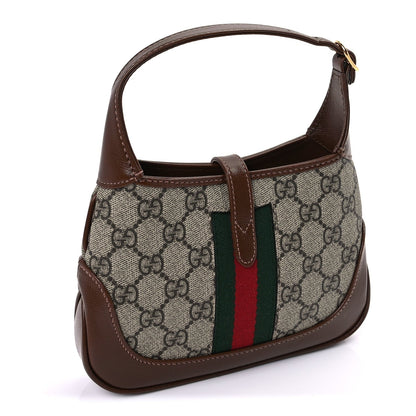 Gucci GG Supreme Monogram Azalea Calfskin Web Mini Jackie 1961 Hobo  Beige Ebony Brown Sugar 2 of 7