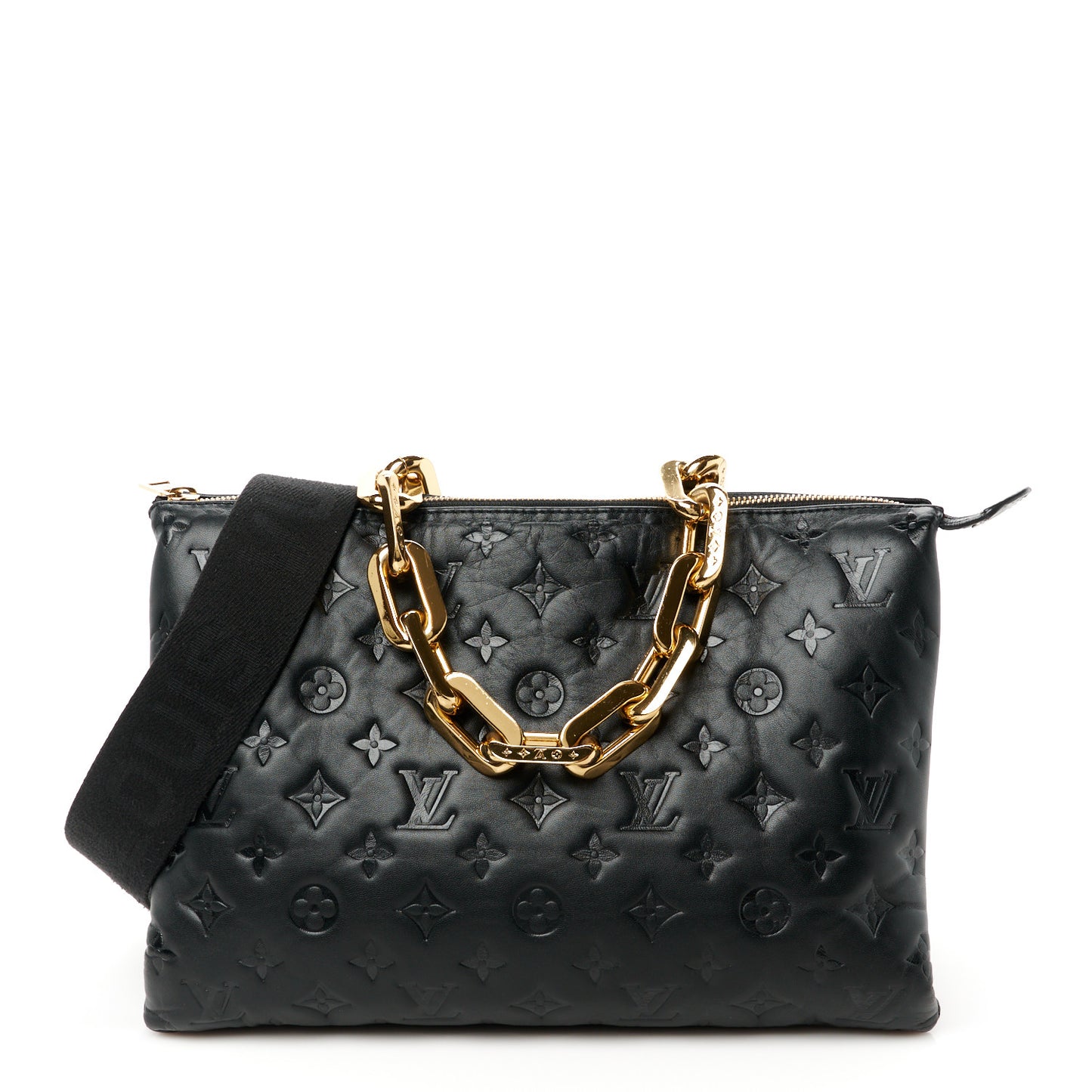 Lambskin Embossed Monogram Coussin MM Black