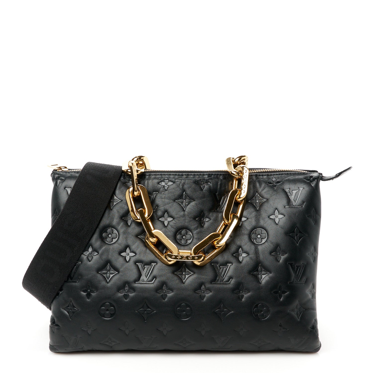 Louis Vuitton Lambskin Embossed Monogram Coussin MM Black 1 of 12