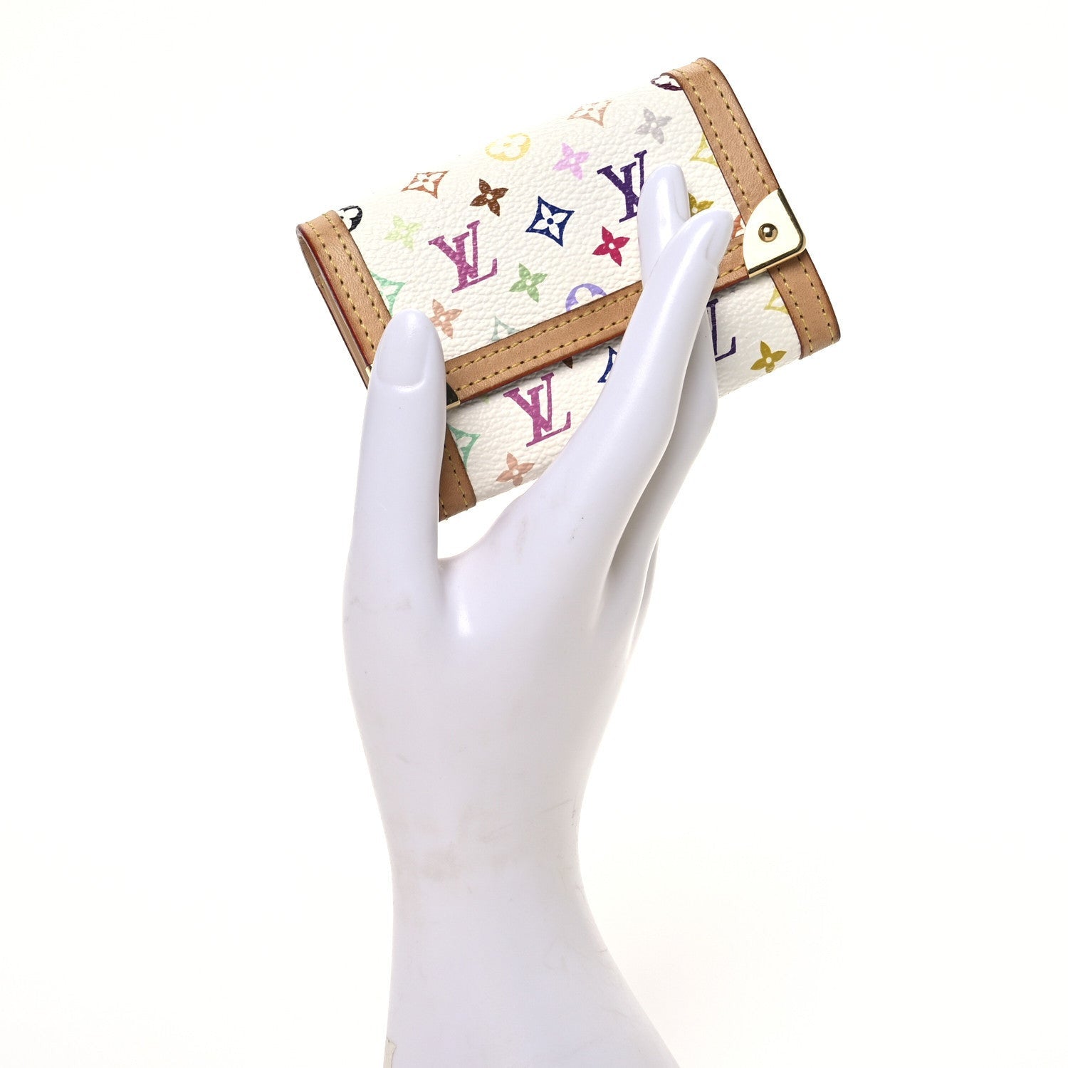 Louis Vuitton Monogram Porte-Monnaie Plat Coin Purse White 2 of 7