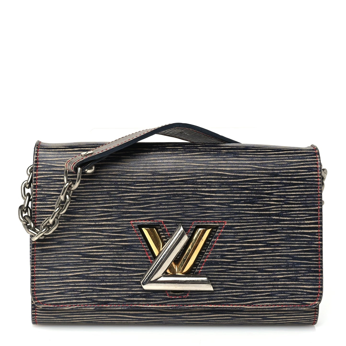 Epi Twist Chain Wallet Denim Dark Blue