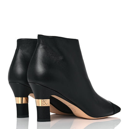Chanel Lambskin Grosgrain Cap Toe Short Ankle Boots 36 Black 4 of 8