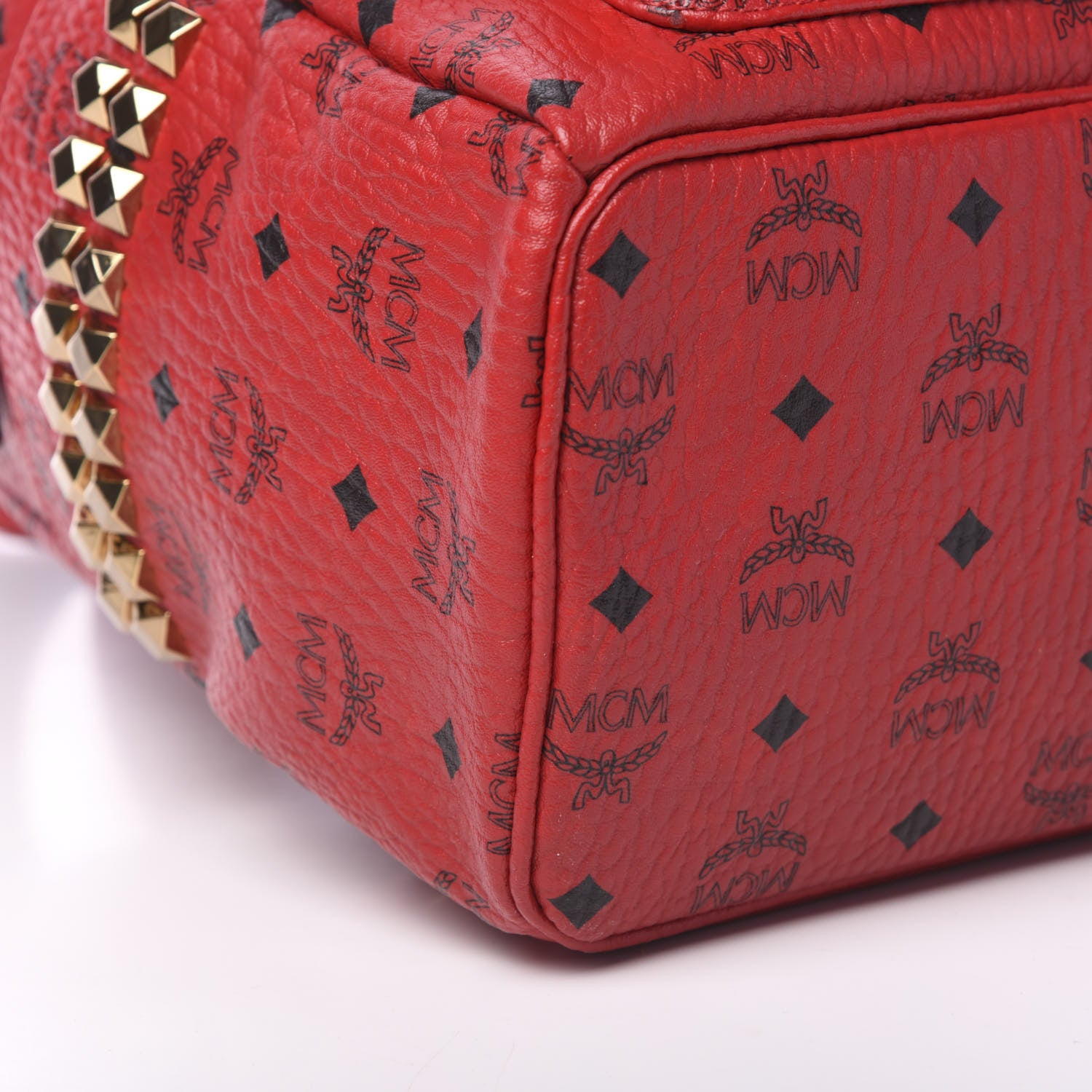 MCM Visetos Medium Side Studs Stark Backpack Ruby Red 8 of 9