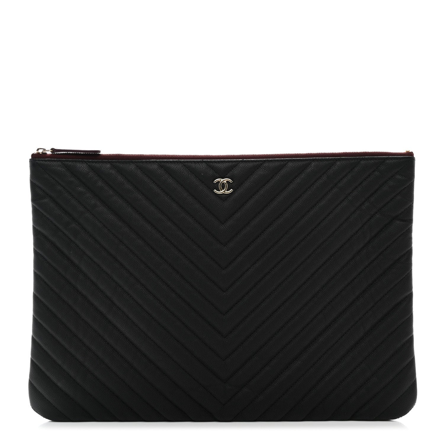 Chanel Caviar Chevron Quilted Large Cosmetic Case Black 1 of 7