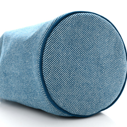 Hermes Toile H Canvas Les Cabanes Drawstring Duffle Bag Bleu Paon 9 of 10