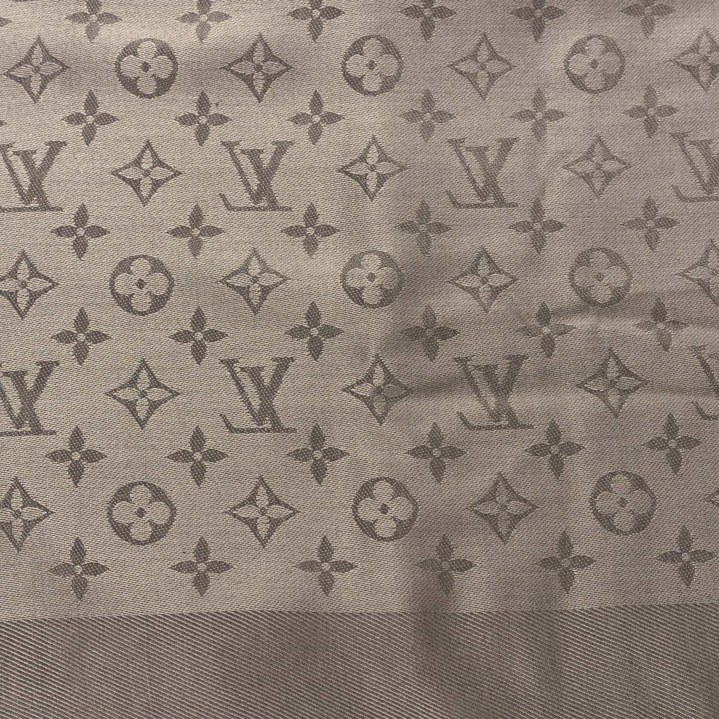 Silk Wool Monogram Shine Classic Shawl Taupe