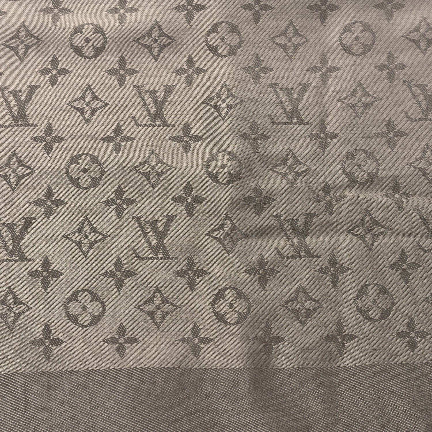 Louis Vuitton Silk Wool Monogram Shine Classic Shawl Taupe 3 of 4