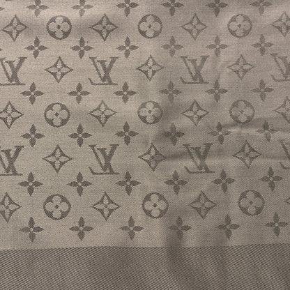 Louis Vuitton Silk Wool Monogram Shine Classic Shawl Taupe 3 of 4