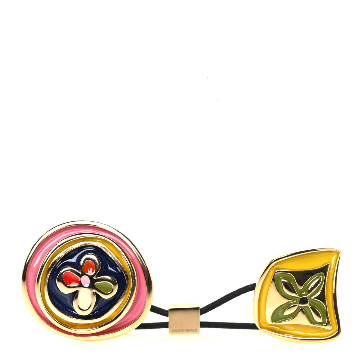 Enamel Monogram Hair Tie Gold Multicolour