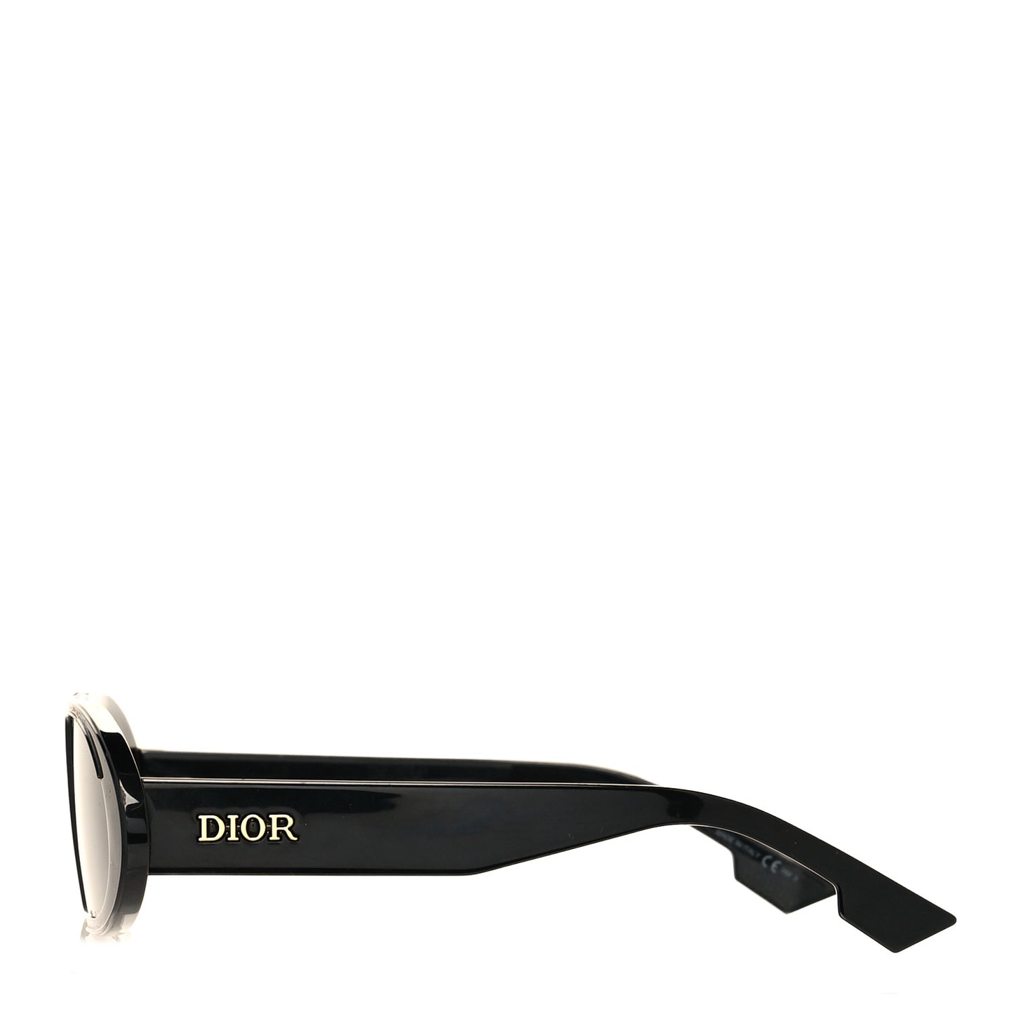 Acetate Oblique Oval Sunglasses Black