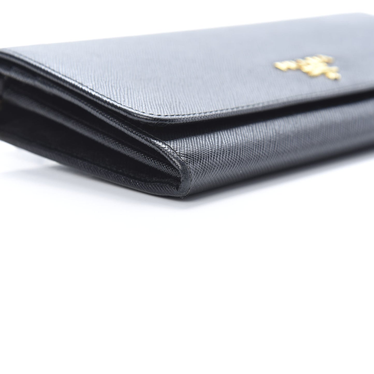 Saffiano Metal Oro Chain Wallet Black