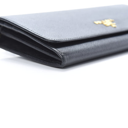 Prada Saffiano Metal Oro Chain Wallet Black 10 of 12