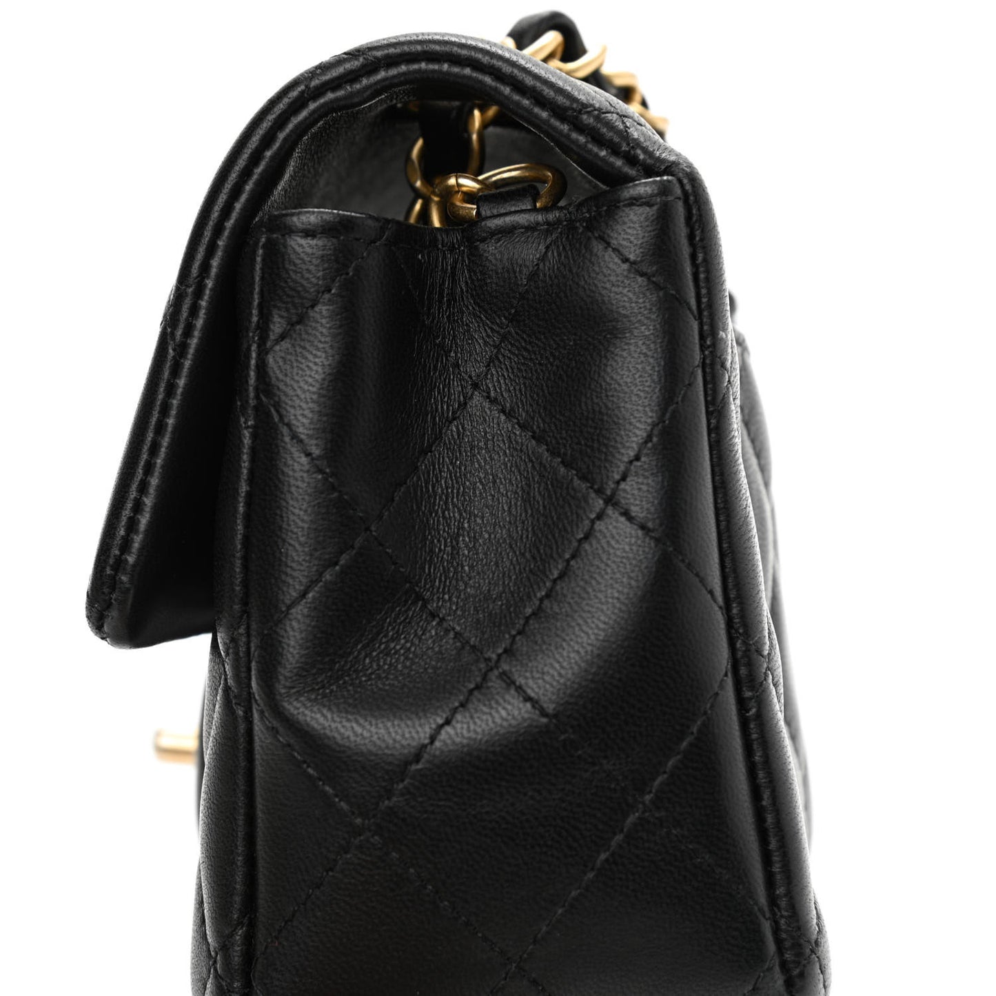 Lambskin Quilted Mini Rectangular Flap Black