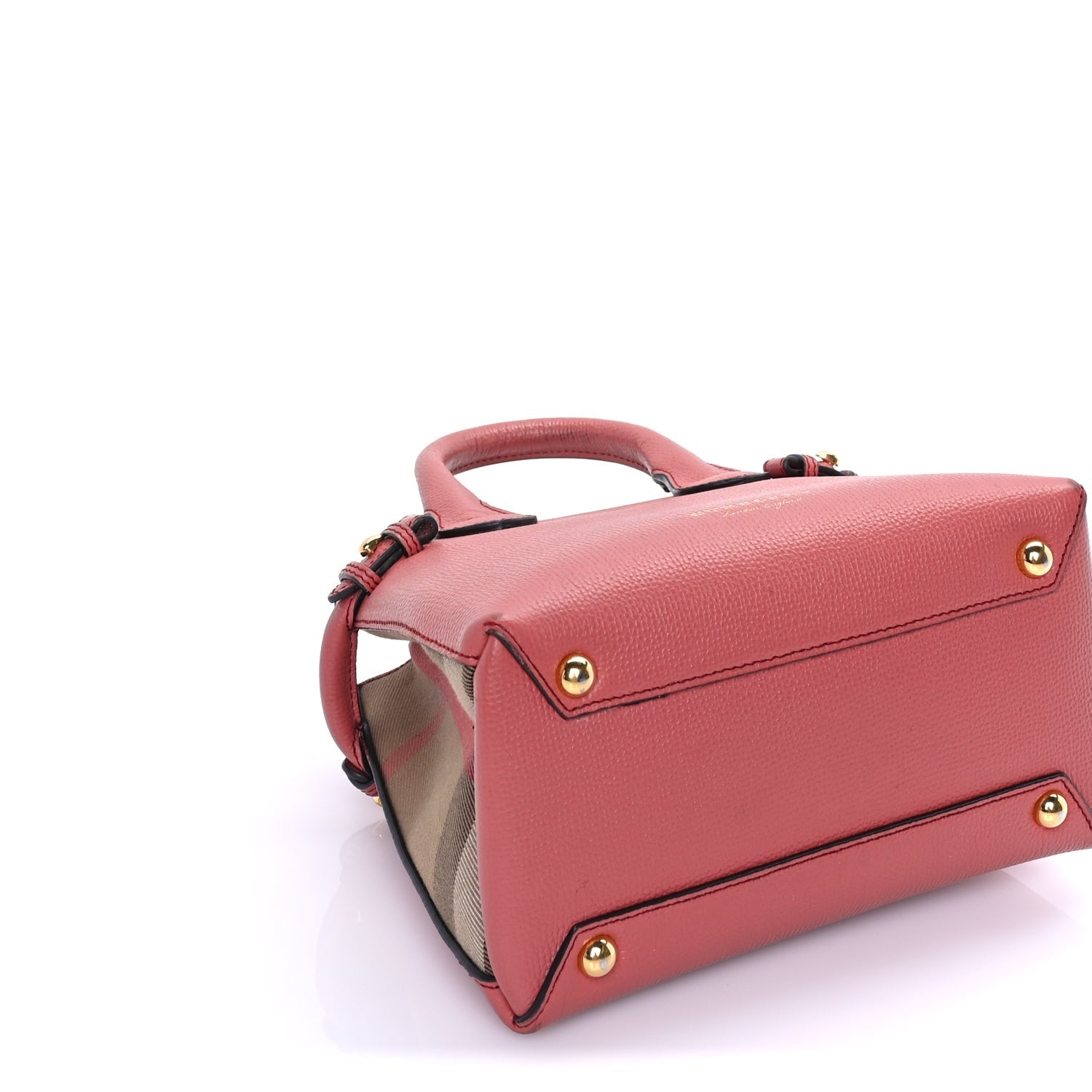 Burberry Grainy Calfskin House Check Small Banner Tote Cinnamon Red 7 of 7