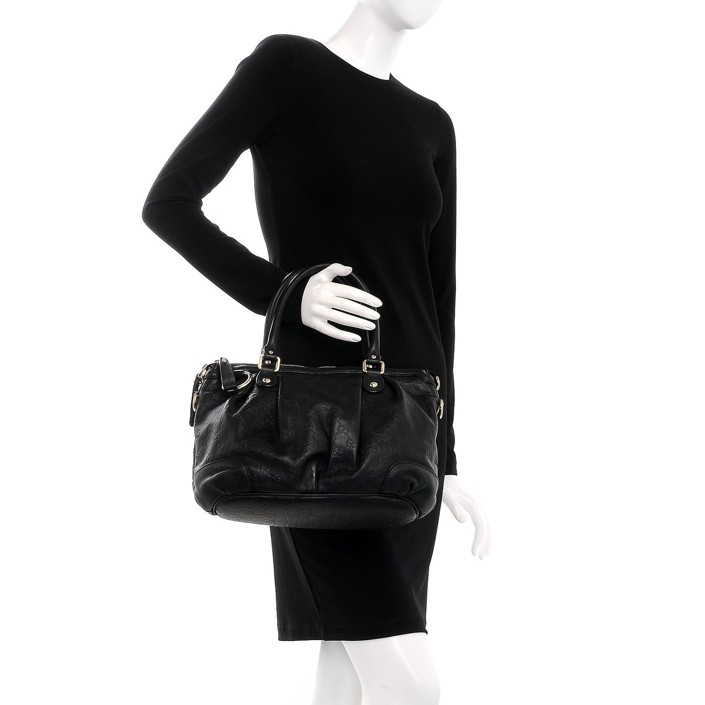 Guccissima Medium Sukey Top Handle Bag Black