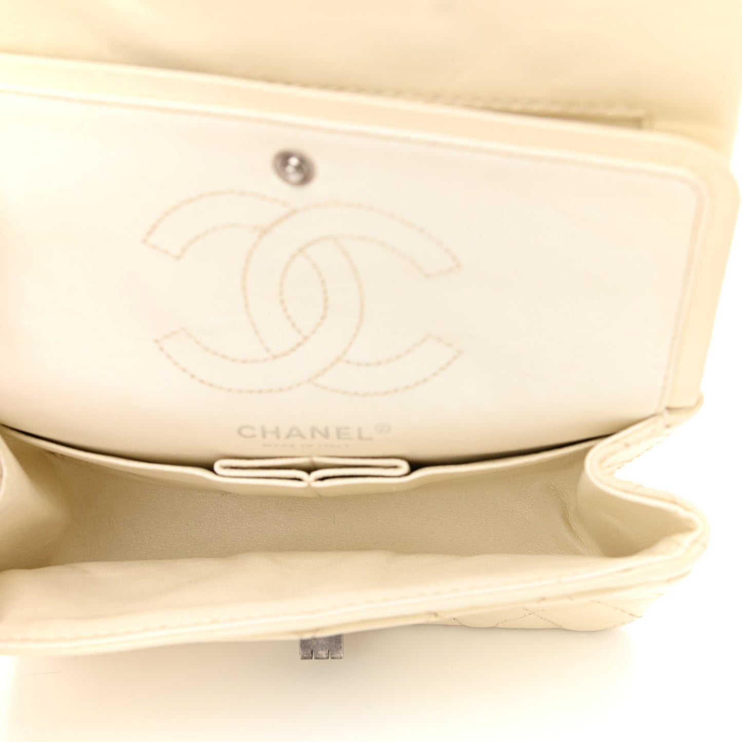 Aged Calfskin Quilted 2.55 Reissue Mini Flap White