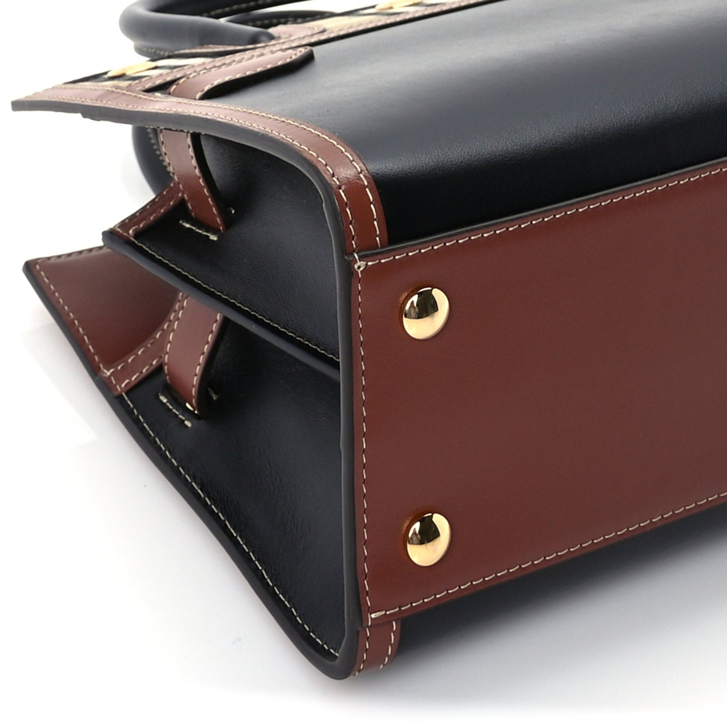 Calfskin Vintage Check Mini Two Handle Title Bag  Black