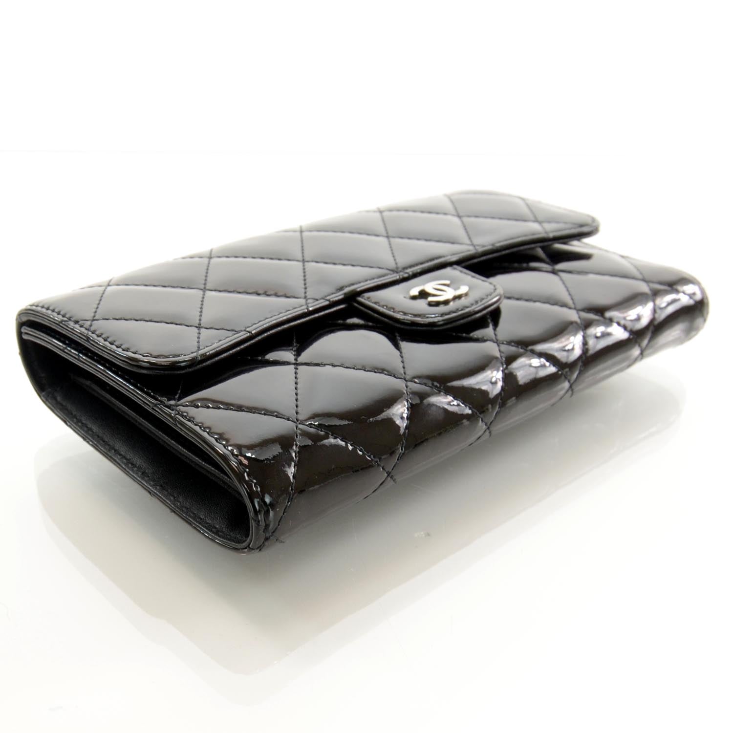 Chanel Patent Quilted Large Flap Wallet Black 4 of 9