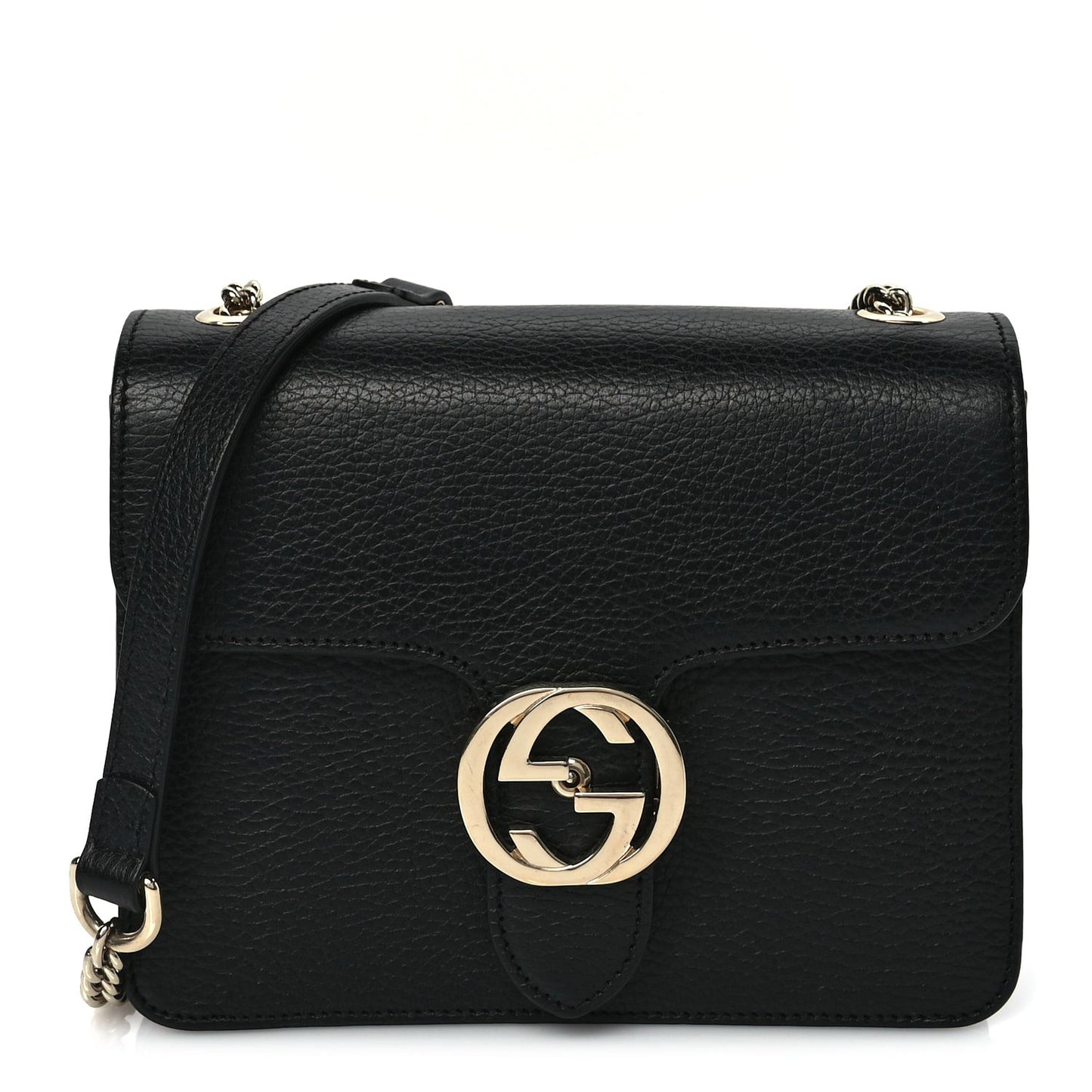 Dollar Calfskin Small Interlocking G Shoulder Bag Black