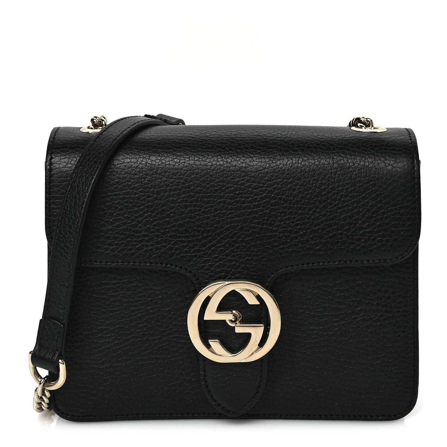 Gucci Dollar Calfskin Small Interlocking G Shoulder Bag Black 1 of 8