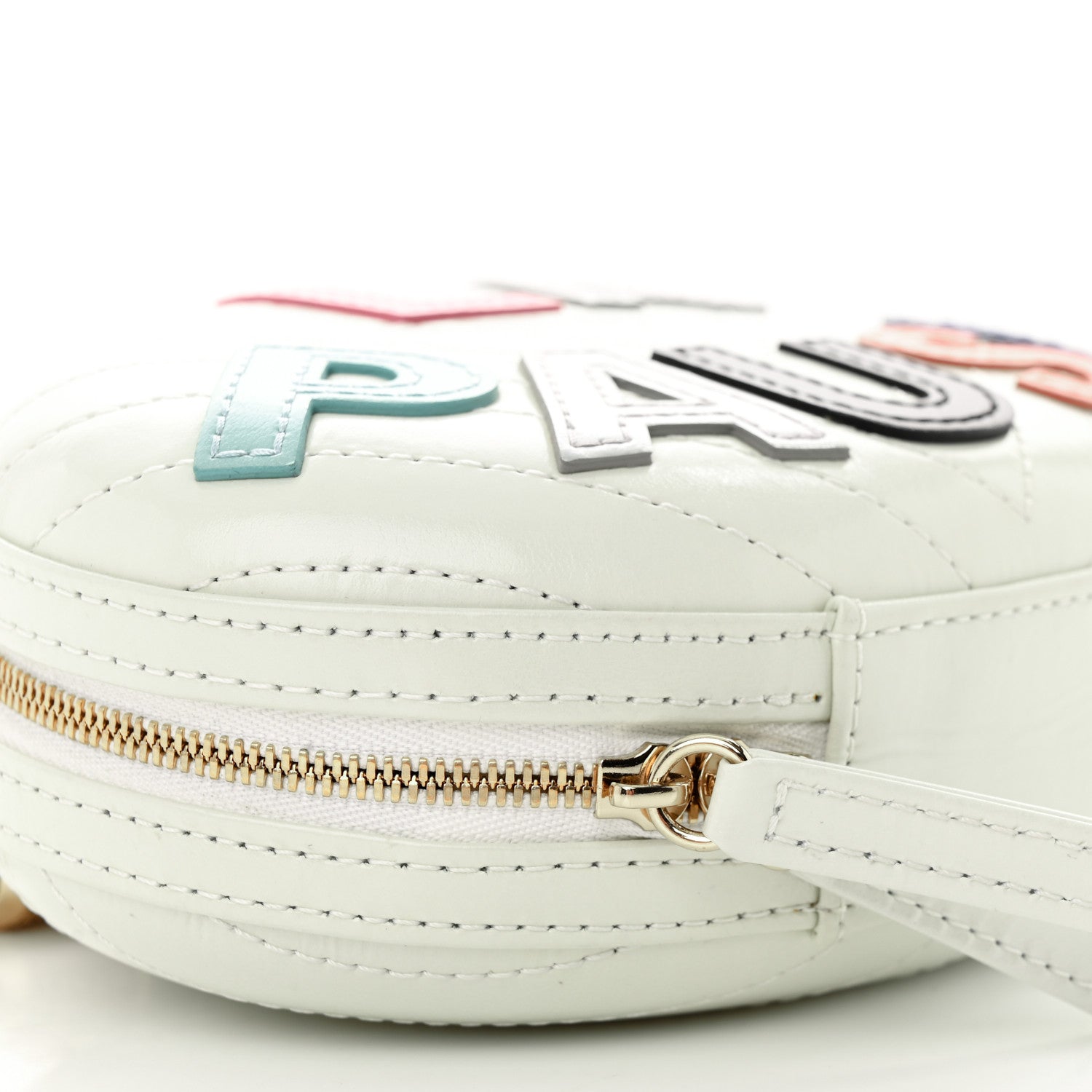 Chanel Embroidered Lambskin Chevron Quilted La Pausa Evening Bag White 9 of 10