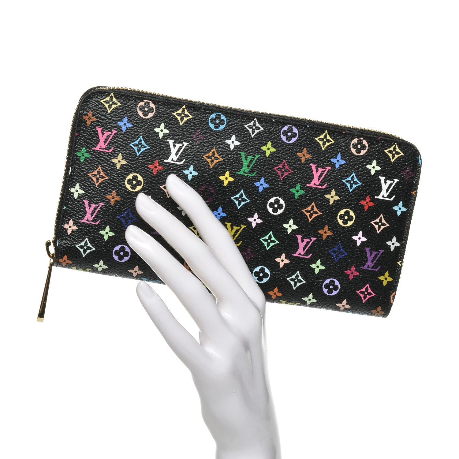 Louis Vuitton Monogram Multicolor Zippy Wallet Black Violet 2 of 6