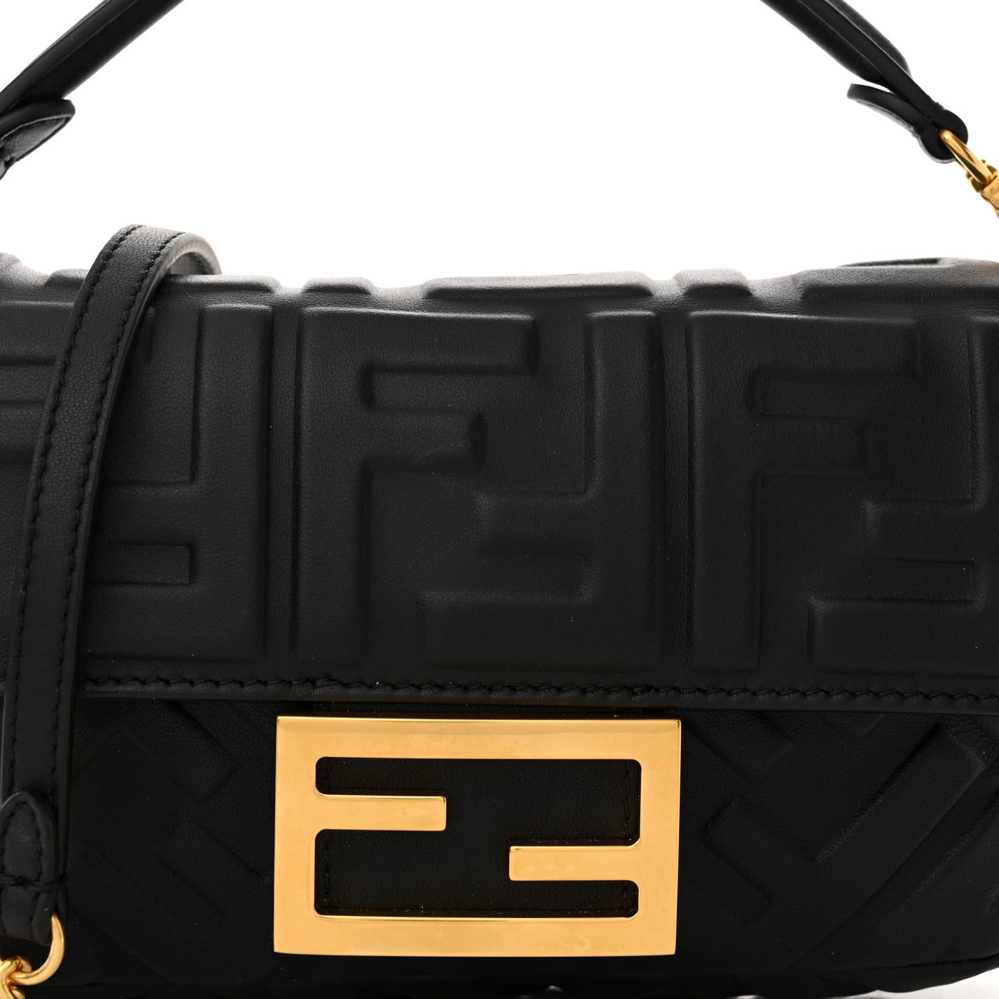 Nappa FF 1974 Embossed Mini Baguette Black