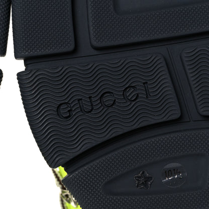 Gucci X SEGA Mesh Technical Canvas Calfskin Reflective Mens Flashtrek Sneakers 10.5 Neon Yellow Lotus 6 of 8