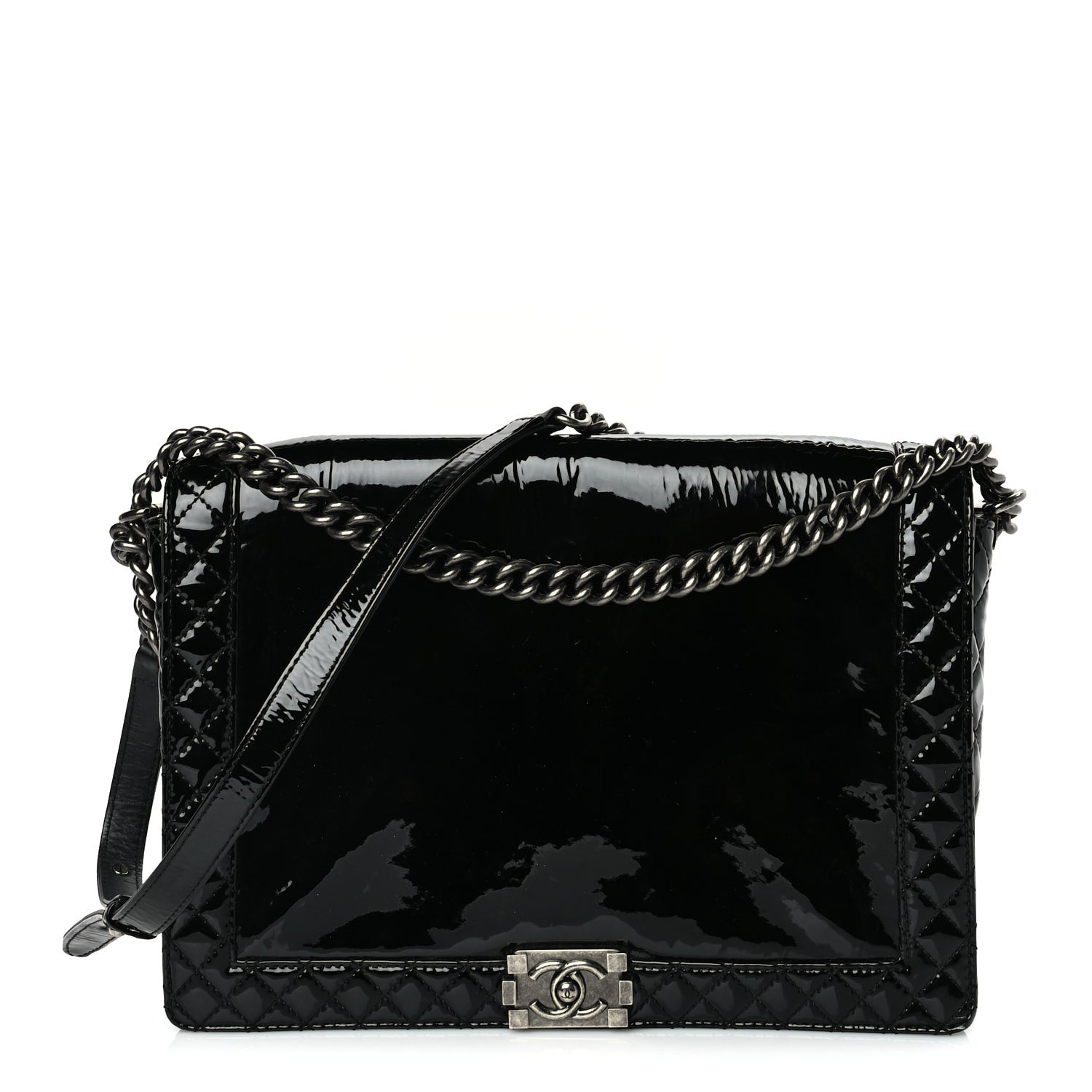 Chanel Patent Large Boy Reverso Flap Black 1 of 27