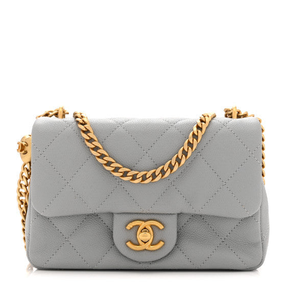 Chanel Caviar Quilted Mini Sweetheart Rectangular Flap Light Grey 1 of 1