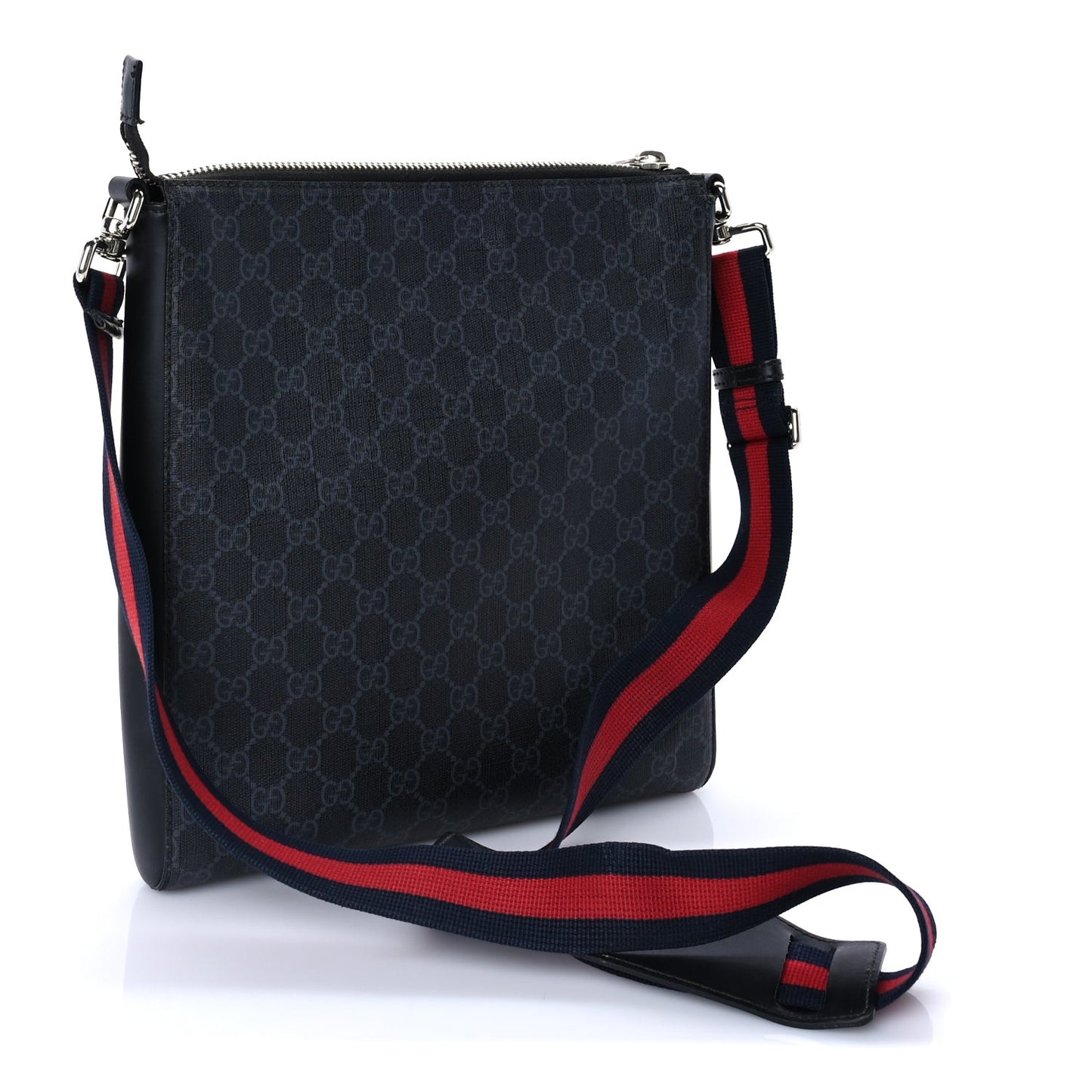 GG Supreme Monogram Night Courrier Flat Messenger Bag Black Multicolor