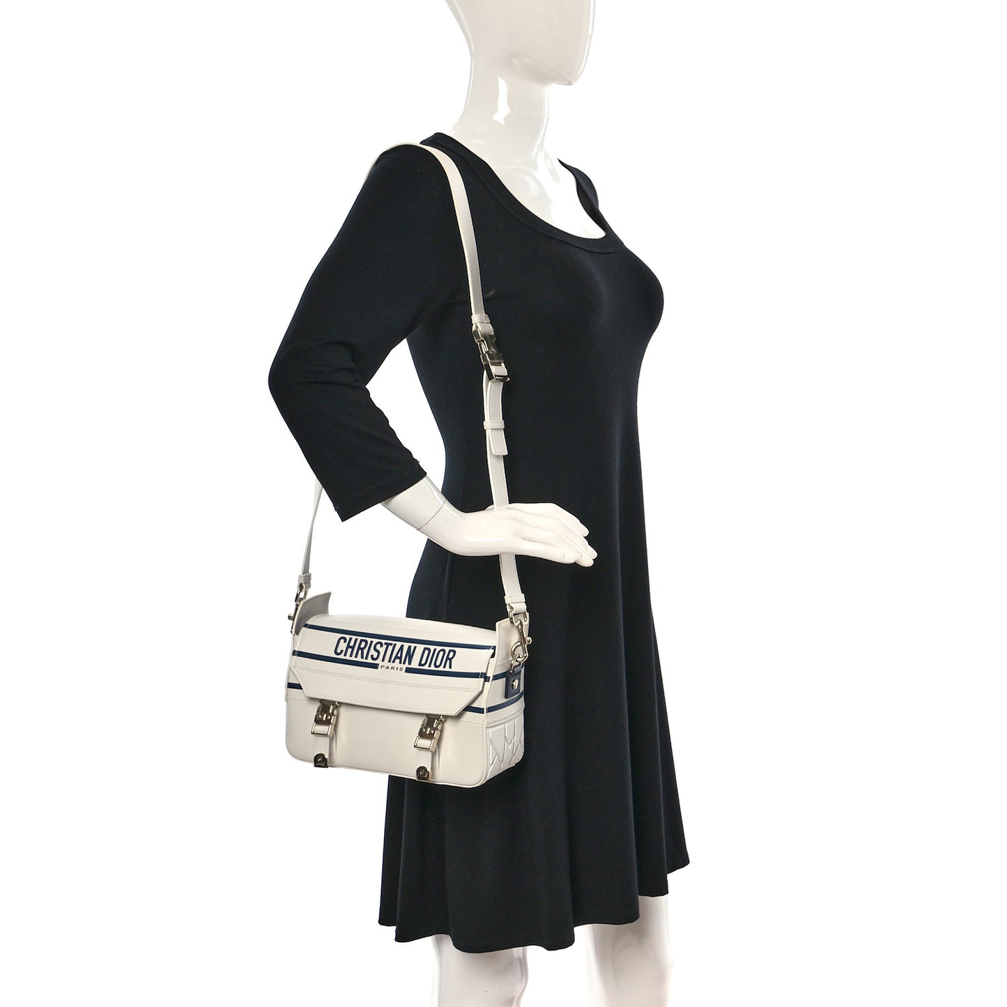 Smooth Calfskin Diorcamp Bag White Blue