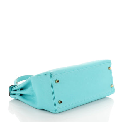 Hermes Togo Kelly Retourne 32 Bleu Atoll 8 of 26