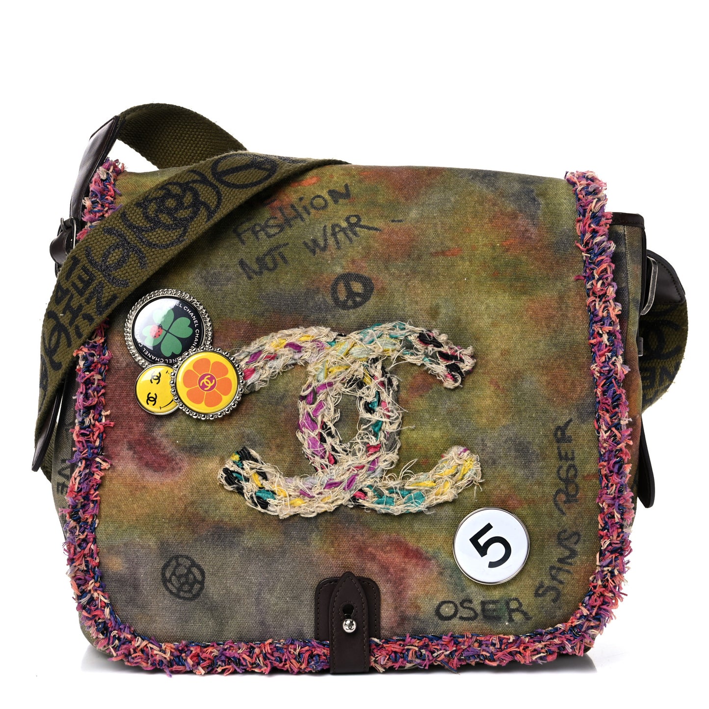 Washed Toile Graffiti On The Pavements Messenger Khaki Multicolor
